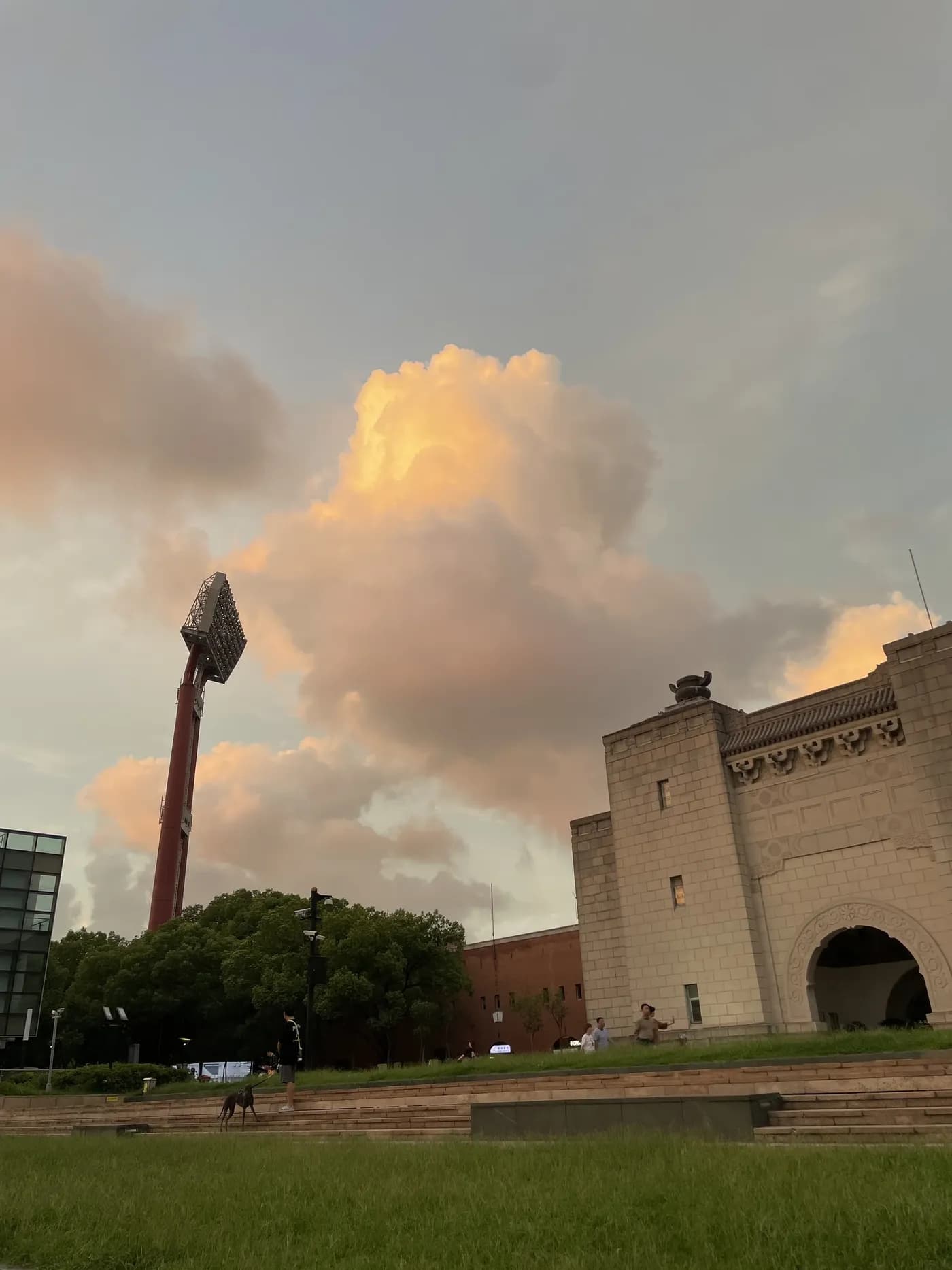 Exterior of Jiangwan Stadium in Shanghai