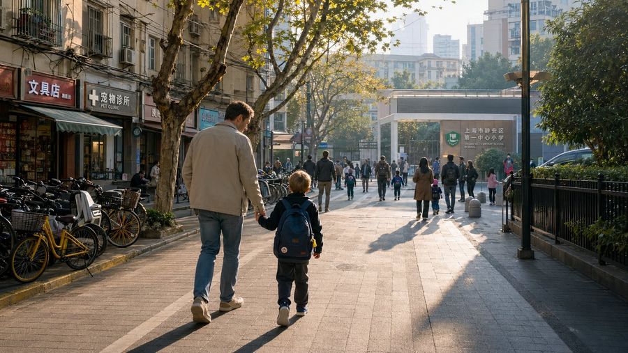 Parent walking child to school in Shanghai — independent, parent-first school advice