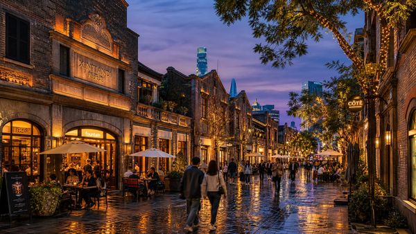 Lane houses in Shanghai's Xintiandi neighborhood — restaurant-dense, lifestyle-heavy living